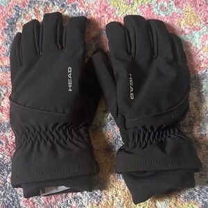 HEAD Black Winter Ski Gloves with Reflective Logo!